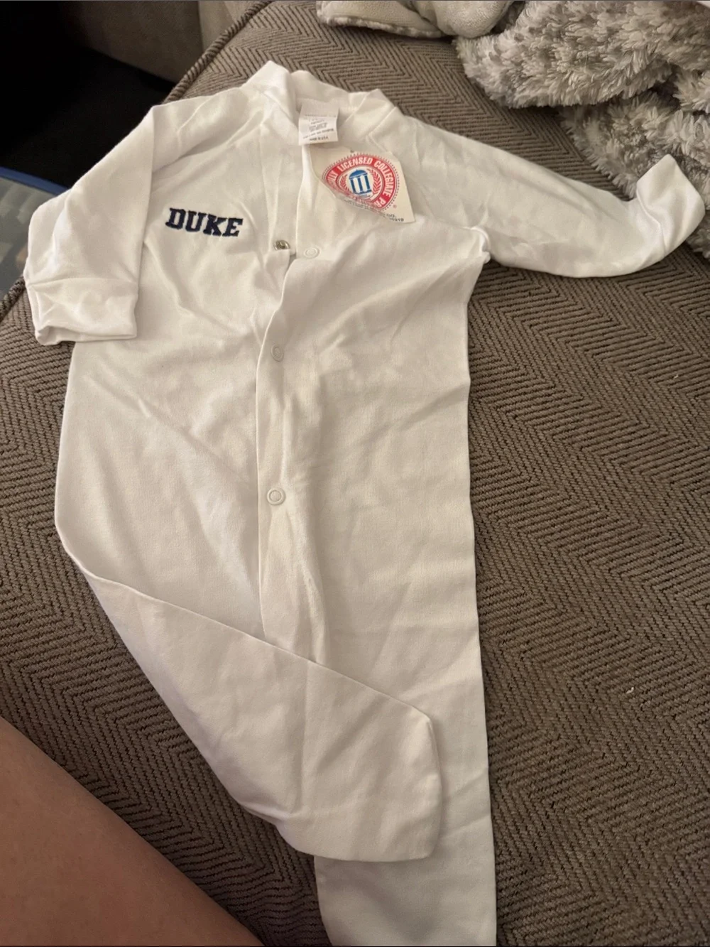White Baby Footed One-Piece Sleeper Duke